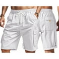 thumbnail image 1 of QingYiHua Men's Casual Drawstring Shorts Elastic Waist Outdoor Cargo Shorts Walking Shorts Summer Beach Shorts with Pockets 2025 Trendy Mens Clothes Clearance White,M, 1 of 9