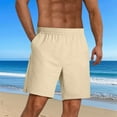 thumbnail image 1 of QingYiHua Men's Casual Shorts with Elastic Waist Men Casual Fashion Solid Shorts with Pockets Lightweight Summer Beach Vacation Shorts Beige,S, 1 of 7