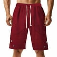 thumbnail image 1 of QingYiHua Men's Casual Shorts with Pockets Jacquard Textured Elastic Waist Drawstring Short Pants Fashion Loose Fit Comfy Summer Shorts 2025 Flash&nbsp;Deals Red,XL, 1 of 7