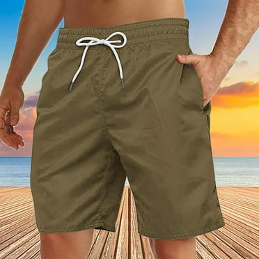 QingYiHua Men's Summer Beach Shorts with Pockets Lightweight Elastic Waist Drawstring Casual Shorts Twill Hiking Golf Shorts Flash Deals