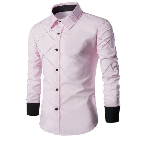 QingYiHua Mens Dress Shirts Regular Fit Long Sleeve Button Down Turndown Collar Business Dress Shirts Clearance $10