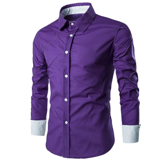 QingYiHua Mens Dress Shirts Regular Fit Long Sleeve Button Down Turndown Collar Business Dress Shirts Clearance