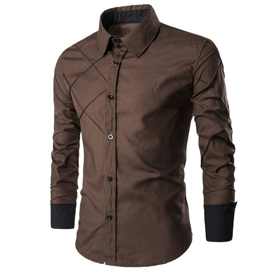 QingYiHua Mens Dress Shirts Regular Fit Long Sleeve Button Down Turndown Collar Business Dress Shirts Clearance