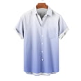 thumbnail image 1 of QingYiHua Mens Short Sleeve Shirts Button Down Big and Tall 2025 Summer Gradation Turndown Collar Bowling Shirt with Pocket Beach Vacation Shirts on Clearance Blue, 1 of 4