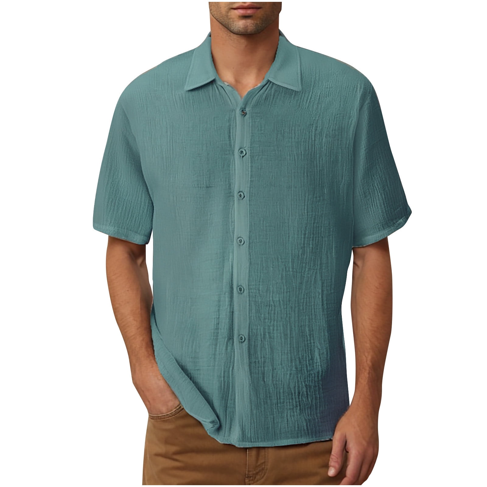 QingYiHua Mens Summer Dress Shirts Big and Tall Mens Casual Short ...