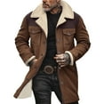 thumbnail image 1 of QingYiHua Mens Winter Coats Vintage Suede Patchwork Lamb Fleece Long Jacket Zip Up Motorcycle Jacket Trucker Warm Coat Overesized Thick Trench Coat Sale, 1 of 6