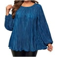 thumbnail image 1 of QingYiHua Plus Size Womens Clothes Tops Women Fashion Textured Casual Long Sleeve Shirts Loose Crewneck Pleated Tops Blouse Fashion Fall Tops, 1 of 7