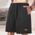 thumbnail image 1 of QingYiHua Shorts for Men Casual Summer Men's Flat Front Striped Shorts Elastic Waist Drawstring Shorts with Pockets Travel Golf Outdoor Work Shorts Sale Black, 1 of 4