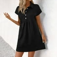 thumbnail image 1 of QingYiHua Summer Dresses for Women 2025 Short Lapel Collared Dresses Short Sleeve Mini Dress Beach Sundress,Black, 1 of 9