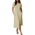thumbnail image 1 of QingYiHua T Shirt Dresses for Women 2025 with Pockets,Womens Summer Dresses Short Sleeve Crewneck Front Slit Vacation Long Dresses, 1 of 7
