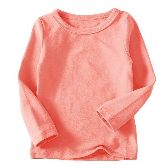 QingYiHua Toddler Kids Boys Girls Cotton Long Sleeve T-Shirt Top Tees Solid Color Crew Neck thermal Undershirt Comfort Basic T-Shirt 2025 Spring Fall Flash&nbsp;s