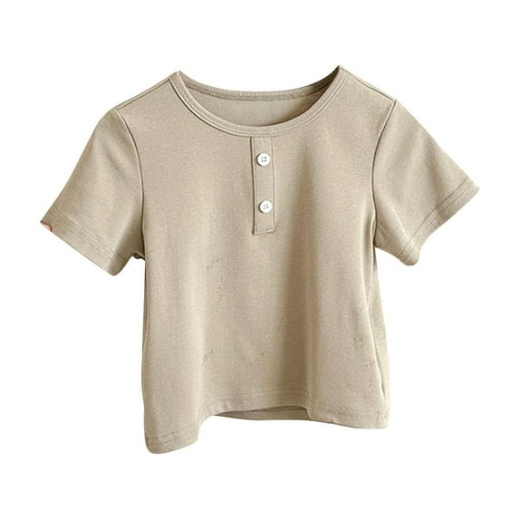 QingYiHua Toddler Kids Boys Girls Short Sleeve Henley Shirt Solid Color Cotton Tops Button Front Summer Casual Tops Tees little Kids Clothes 2025&nbsp;Clearance Green