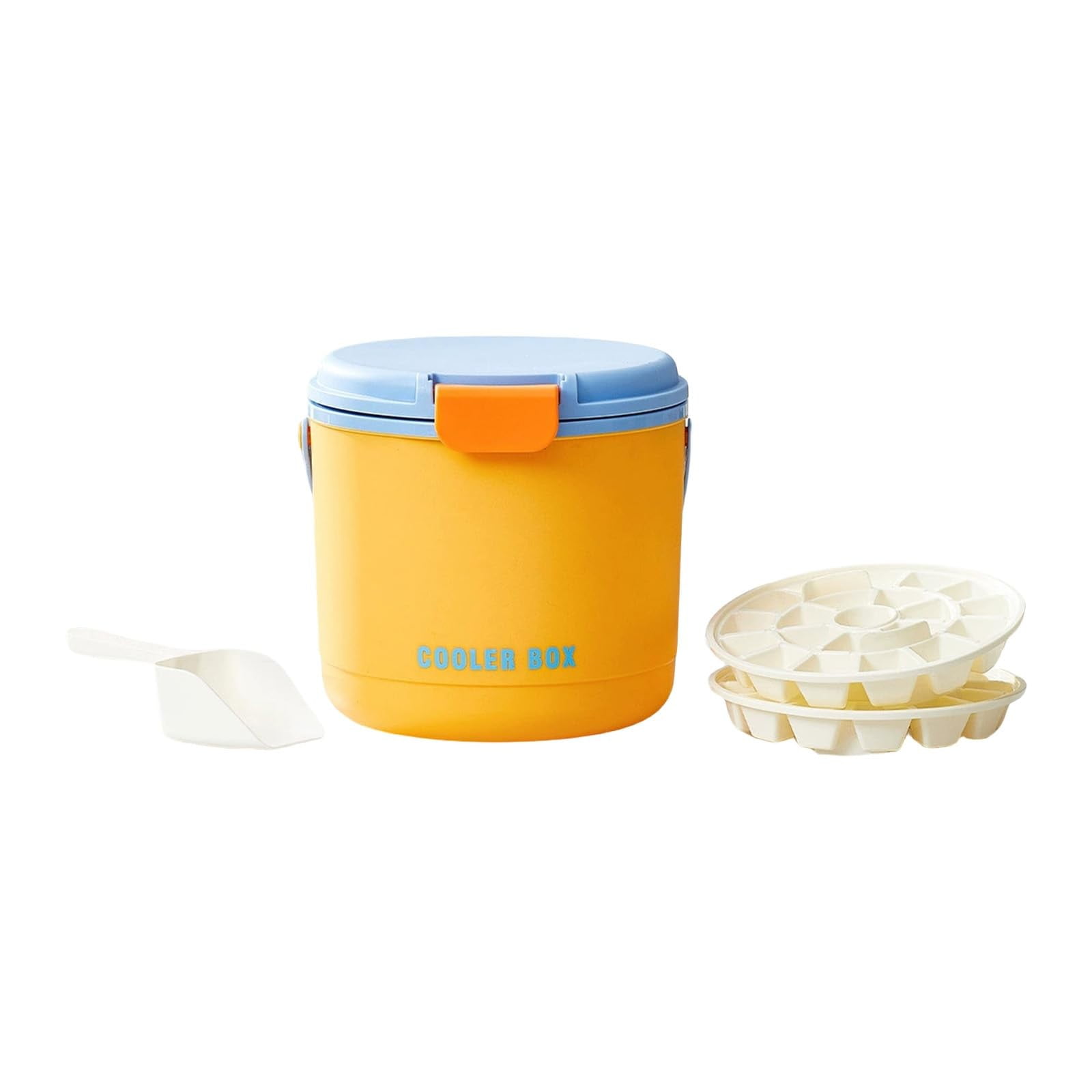 Qingbaifushi Ice Cube Maker Bucket – Double-Layer Insulation for Parties/Picnics | Textured Ice Trays & Ergonomic Shovel Included (Household & Commercial Use)