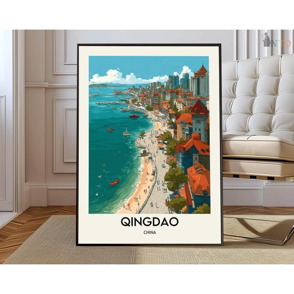 Qingdao China City Map Wall Art Travel Decor Photo Print Unframed Paper Print