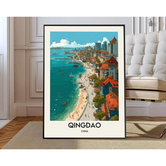 Qingdao China City Map Wall Art Travel Decor Photo Print Unframed Paper Print