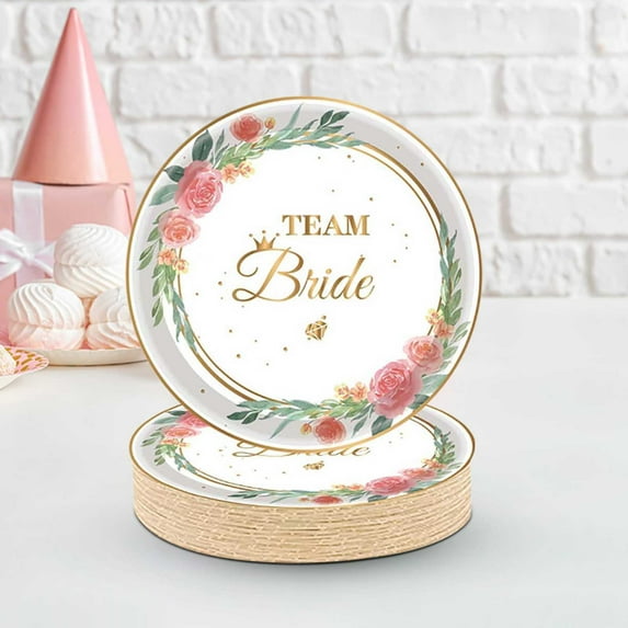 Isvgxsz 20 PCS Floral Plates and Napkins Party Supplies Serve 20 Flower Disposable Paper Dinnerware Sets for Adults Bridal Shower Decorations Baby Shower Birthday Wedding Engagement Tea