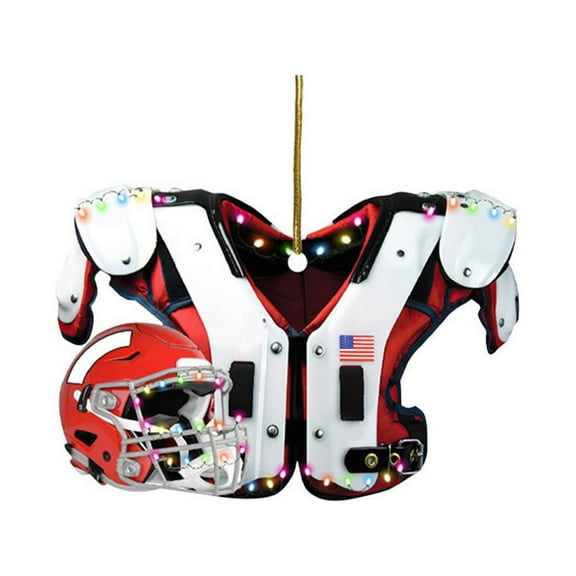 Isvgxsz American Football Shoulder Pads with Helmet Plastic Ornament Christmas Pine Tree Hanging Ornament Decorations Home Decor House