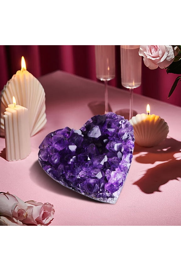 Isvgxsz Amethyst Crystal Cluster Heart Stones and Healing Crystals Gemstones Natural Amethyst Stone Mineral Geodes Reiki Energy Gifts for Women Men