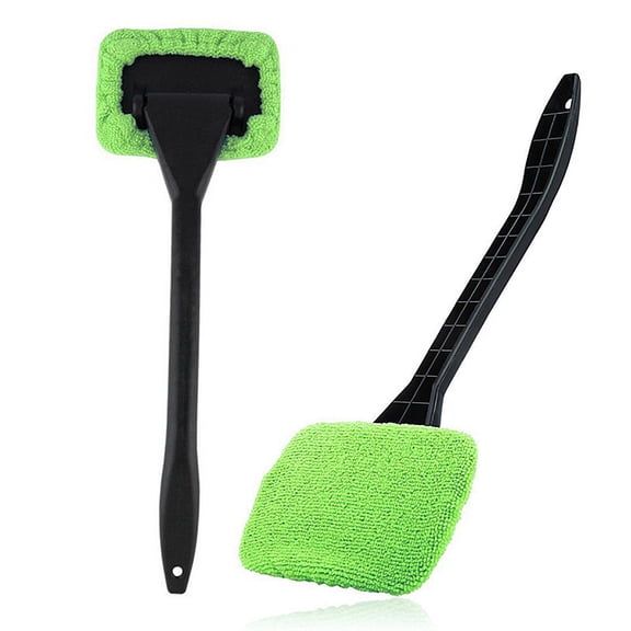 Isvgxsz Car Windshield Cleaning Tool, Microfiber Window Cleaner with Washable and Reusable Cloth Pad & Long Handle, Universal Car Accessories Auto Glass Wiper Kit for Interior & Exterior Cleaning