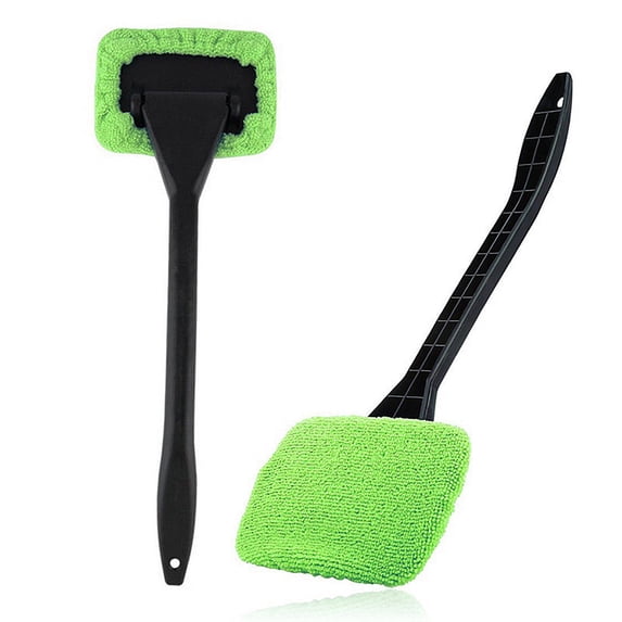 Isvgxsz Car Windshield Cleaning Tool, Microfiber Window Cleaner with Washable and Reusable Cloth Pad & Long Handle, Universal Car Accessories Auto Glass Wiper Kit for Interior & Exterior Cleaning