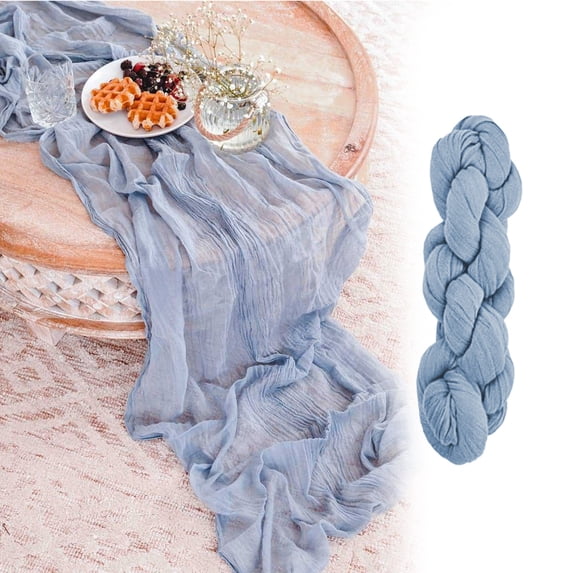 Isvgxsz Cheesecloth Table Runner, 35x157 Inch Rustic Sheer Runner Gauze Boho Wedding Decor Romantic Table Runner for Wedding Bridal Shower Birthday Party