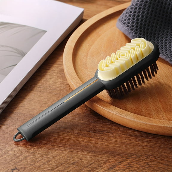 Isvgxsz 2 in 1 Scrub Suede Shoe Brush, 2-Sided Rubber Polish Eraser,Bristle Brush,Suede Cleaner,Nubuck Brush,Portable Leather Shine Cleaning Brush for Boots Handbag Coat Pans Sofa Furniture