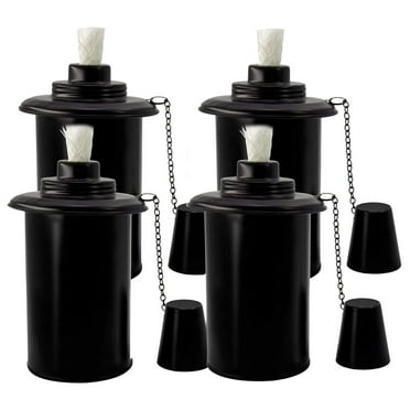 Isvgxsz 4 Pack Torch Canisters,12oz Replacement Torch Refillable Canisters with Wicks,Caps, Outdoor Citronella Fuel Torch Canister for Luau Party, DIY Garden Decor.