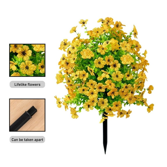 Artificial Flowers for Outdoors, 2025 New UV Resistant Artificial Outdoor Plants Fake Silk Flowers, Faux Flowers for for Spring Summer Garden Home Porch Decor, 23.6 Inch