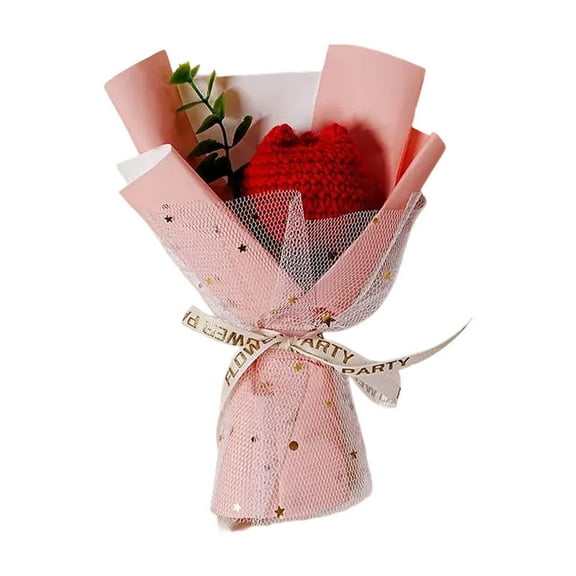 Crochet Flowers Bouquet Gift for Women Completed Handmade Knitted Flowers Tulips Bouquet Gift for Valentine Mother's Day Birthday Graduation Wedding Home