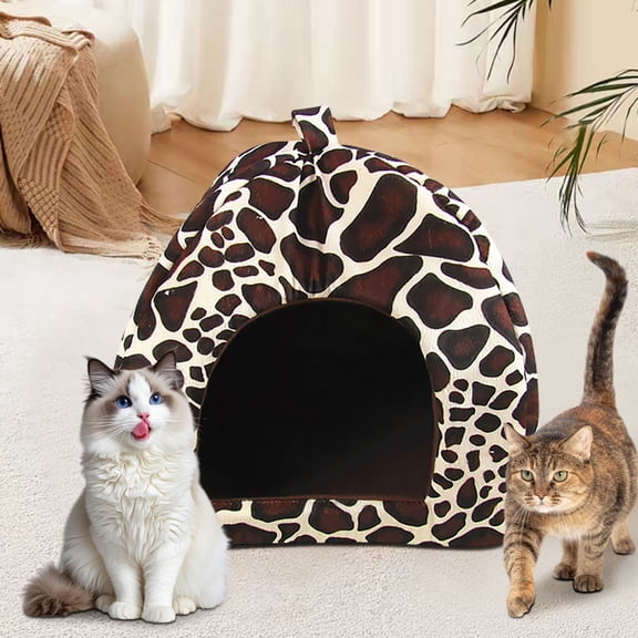 Winter Indoor Outdoor Pet House Foldable Yurt Strawberry Tent, Warm Shelter for Cats Dogs, Small Medium Breeds, Easy Storage