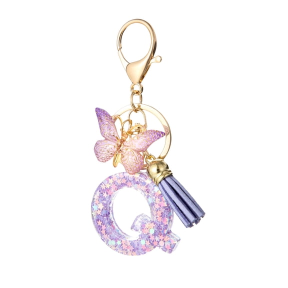Isvgxsz Cute Key Chains for Women Girls, Initial Letter Keychains with Tassel Butterfly, Charm for Purse Backpacks Handbags