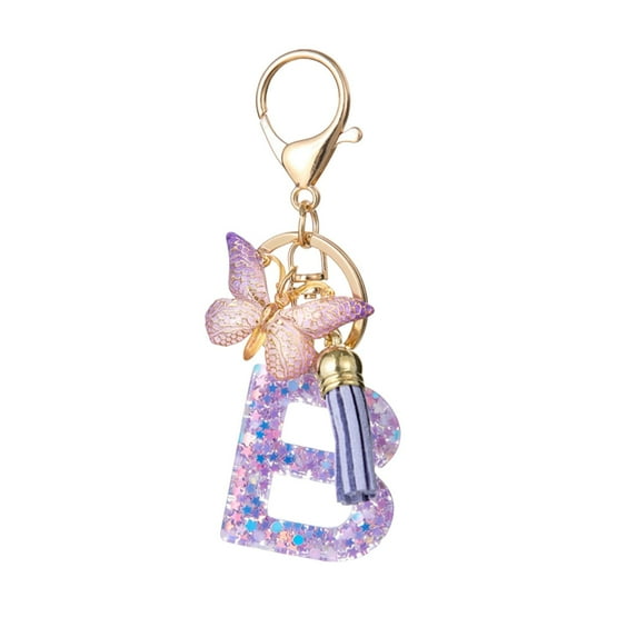 Isvgxsz Cute Key Chains for Women Girls, Initial Letter Keychains with Tassel Butterfly, Charm for Purse Backpacks Handbags
