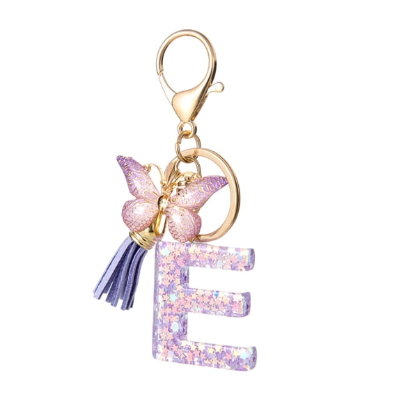 Isvgxsz Cute Key Chains for Women Girls, Initial Letter Keychains with Tassel Butterfly, Charm for Purse Backpacks Handbags