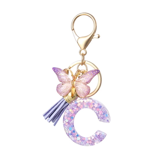 Isvgxsz Cute Key Chains for Women Girls, Initial Letter Keychains with Tassel Butterfly, Charm for Purse Backpacks Handbags