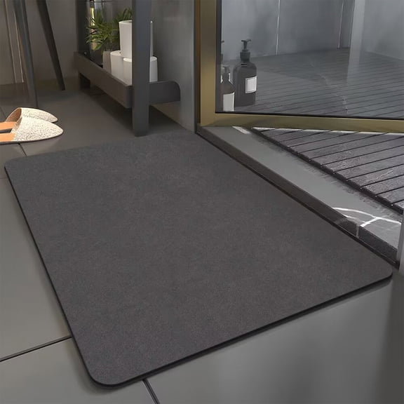 Isvgxsz Diatomaceous Earth Bath Mat Rugs Super Absorbent Diatomite Stone Bath Mat Non Slip Quick Dry Thin Bathroom Mat Fit Under Door, Floor Rugs in Front of Bathtub, Shower Room, Sink,15.74x23.62in