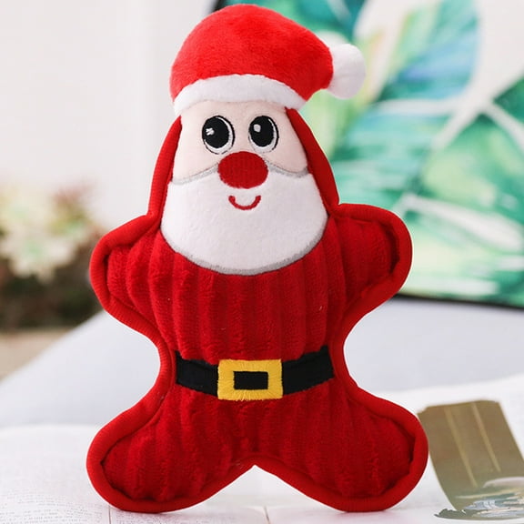 Isvgxsz Dog Christmas Toys Santa, Stuffed Squeaky Toys for Dogs Puppy, Plush for Large Medium Small Dogs, Interactive Durable Dog Chew Toys