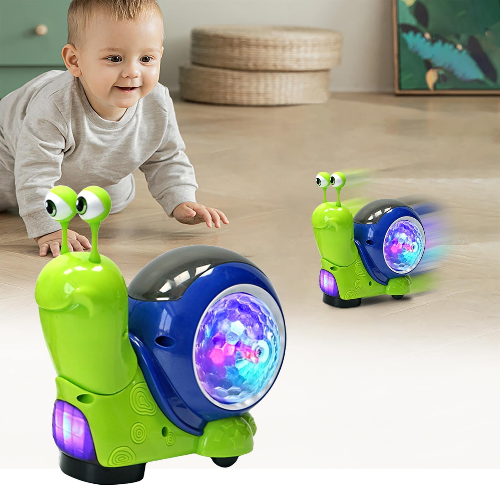 Qinghuai Electric Snail Toy Tummy Time Crawling Snail Toys Luminous