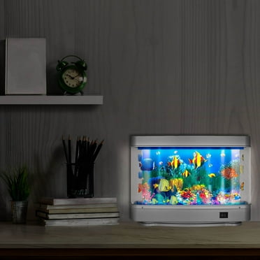 Bowayaoa Fake Fish Tank for Kids Toy Artificial Aquarium Mini Fish Tank with Moving Fish Pretend Seabed World Lamp Lighting Move Virtual Aquarium That Cats Love to Watch Office Desk Decoration