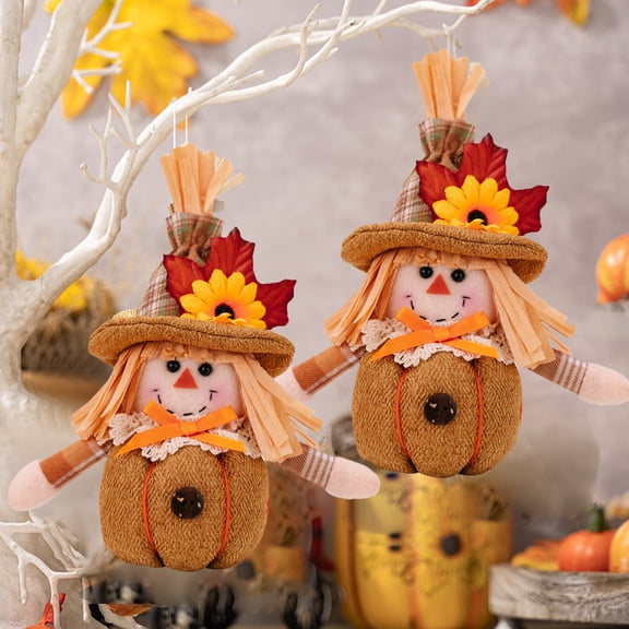 Isvgxsz Fall Decorations for Home Thanksgiving Scarecrow Plush Handmade Scarecrows Dolls with Sunflower & Straw, Autumn Shelf Sitters Figurines Gift Harvest Indoor Front Porch Tabletop Decor