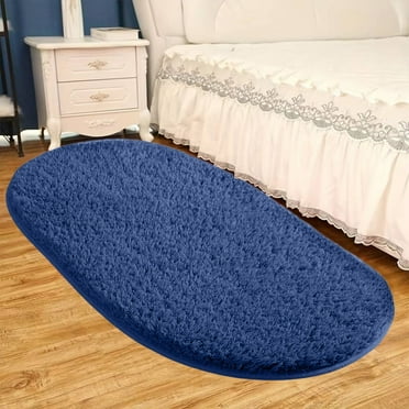 Isvgxsz Fluffy Bedroom Rug 15.7x31.5in, Shaggy Area Rug for Bedroom Bedside, Soft Oval Throw Rugs Carpet for Living Room Kids Girls Home Decor