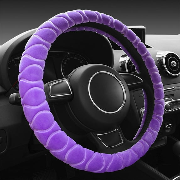 Isvgxsz Fluffy Car Steering Wheel Cover, Fuzzy Cute Steering Wheel Covers Girly Women, Soft Plush Warm Non-Slip Car Interior Accessories, Universal