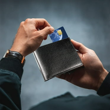 Isvgxsz Folding Wallets for Men - Slim RFID Blocking Wallet for Securing Personal Data - Front Pocket Friendly Genuine Leather Wallet - Mens Wallets Trifold with ID Window - Fold Wallet Gifts for Men