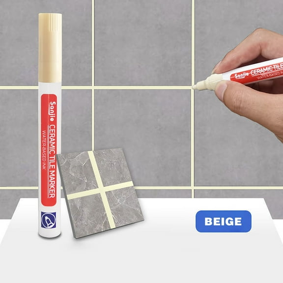 Isvgxsz Grout Pen Cream Tile Paint Marker: Waterproof Grout Paint Pen, Tile Grout Colorant and Sealer Pen for Bathroom, Shower, Kitchen, More - Cream (4mL)