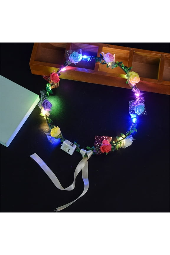 LED Flower Crowns Headbands - Light Up Headband for Women, Garlands Glowing Floral Wreath Crowns for Christmas Wedding Beach Party Birthday Cosplay Gifts