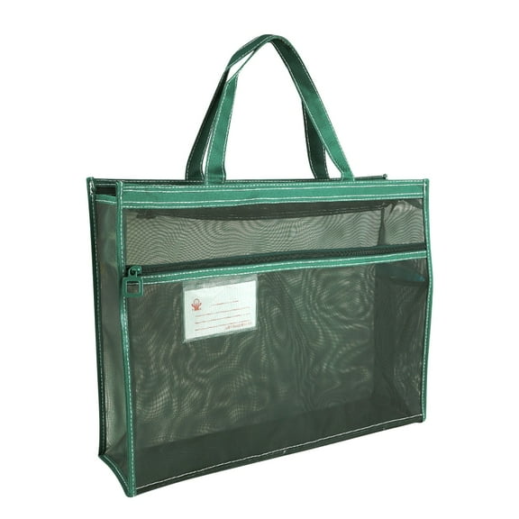 Isvgxsz Large Clear Mesh Vinyl Bag with Handle and Zipper,Art Storage Bag for Artworks, Charts and Teaching Material Multipurpose