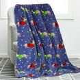 thumbnail image 1 of Isvgxsz Velvet Super Soft Christmas Prints Fleece Blanket-Holiday Theme Home Décor Fuzzy Warm and Cozy Throws for Winter Bedding, Couch and Gift, Blue Santa Snowman, 1 of 6