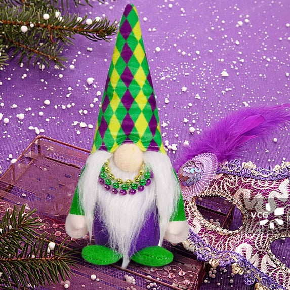Isvgxsz Mardi Gras Gnomes Party Decorations, Mardi Gras Beads, Mask Gnomes Plush Decor, New Orleans Mardi Gras Party Tiered Tray Decor, Mardi Gras Home Office Party Supply