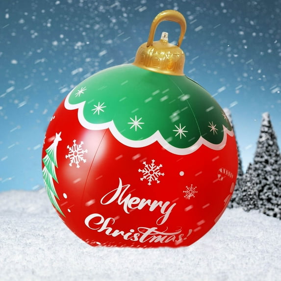 Isvgxsz Outdoor Christmas PVC Inflatable Balls 23.62inGiant Ball for Decorated Ball Ornaments Giant Christmas Blow Up Jumbo Ball Xmas Blow Outdoor Outside Holiday Yard Lawn Decor