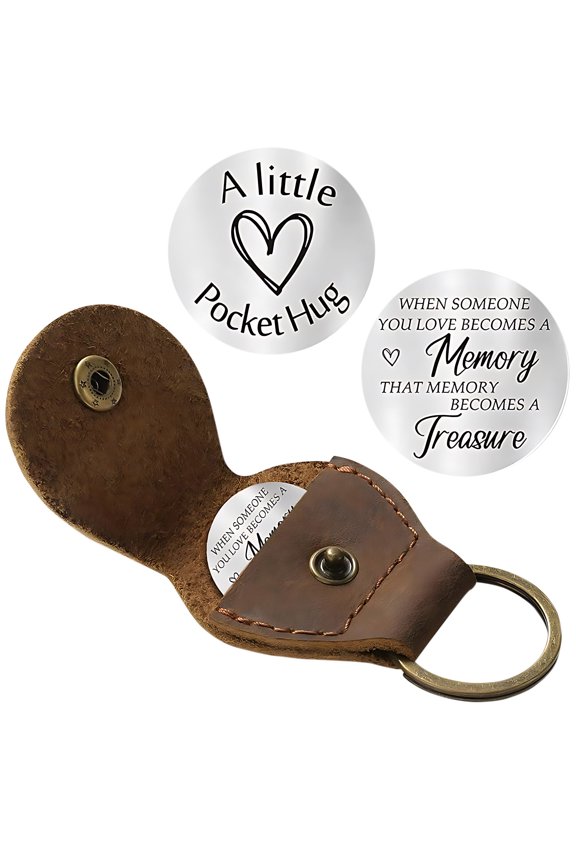 Pocket Hug Token, Double Sided Inspirational Pocket Hug Token Gift Encouragement Long Distance Relationship Keepsake Social Distance Novelty Flip Coin Keychain Gift for Family and Friends