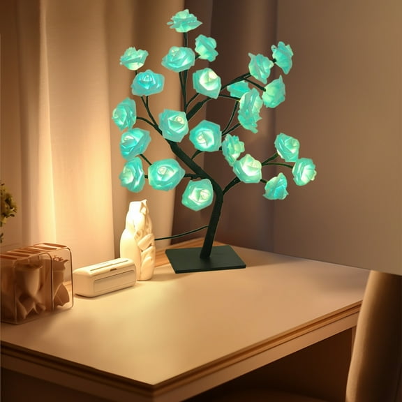 Isvgxsz Rose Flower Tree Lamp,Led Rose Table Lamp Gift for Teens Girls Mother Home ,Battery Powered,Romantic Tabletop Night Lighting for Bedroom Living Room Party Wedding Valentine's Day Desk Decor